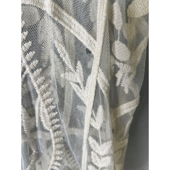 Capri Women's Embroidered Mesh Top In White Lace Bohemian Style L - Picture 5 of 5